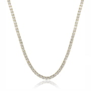 GEMSME Tennis Necklace for Women 18K Yellow Gold Plated 4mm Round Cut Cubic Zirconia Faux Diamond Tennis Chain for Men 18 inches