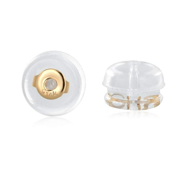 GEMSME Gold Silicone Earring Backs, Hypoallergenic, Nickel-Free, 2 Pairs, with Jewelry Pouch