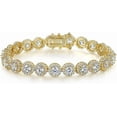 thumbnail image 1 of GEMSME Tennis Bracelet for Women 18K Yellow Gold Plated 5mm Round Cubic Zirconia Halo Bracelets 7.5 inch, 1 of 5