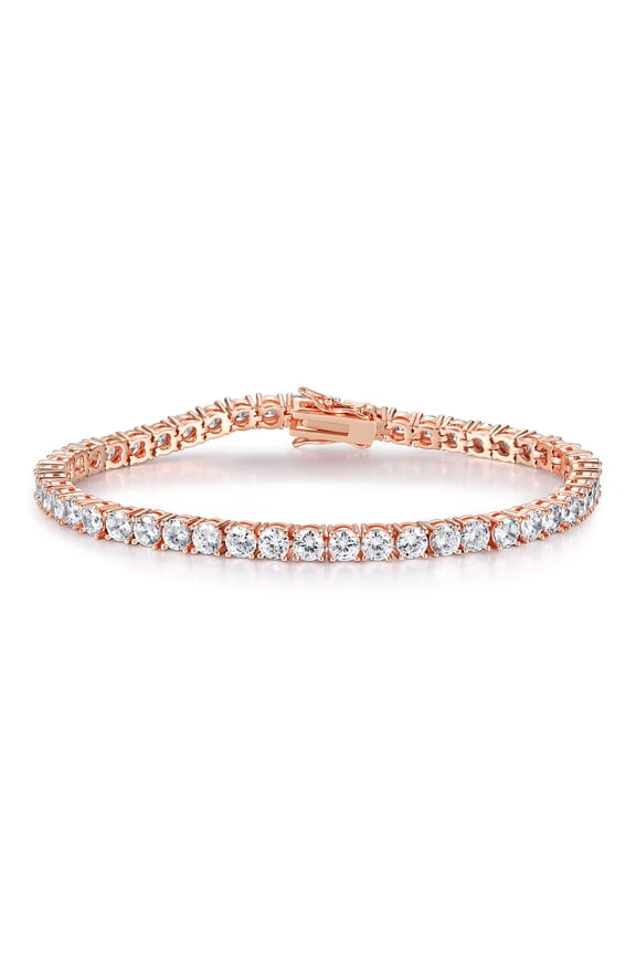 Tennis Bracelets for Women Cubic Zirconia Bracelet 18K Rose Gold Plated 4MM White round CZ Dainty Chain 6.5 Inch