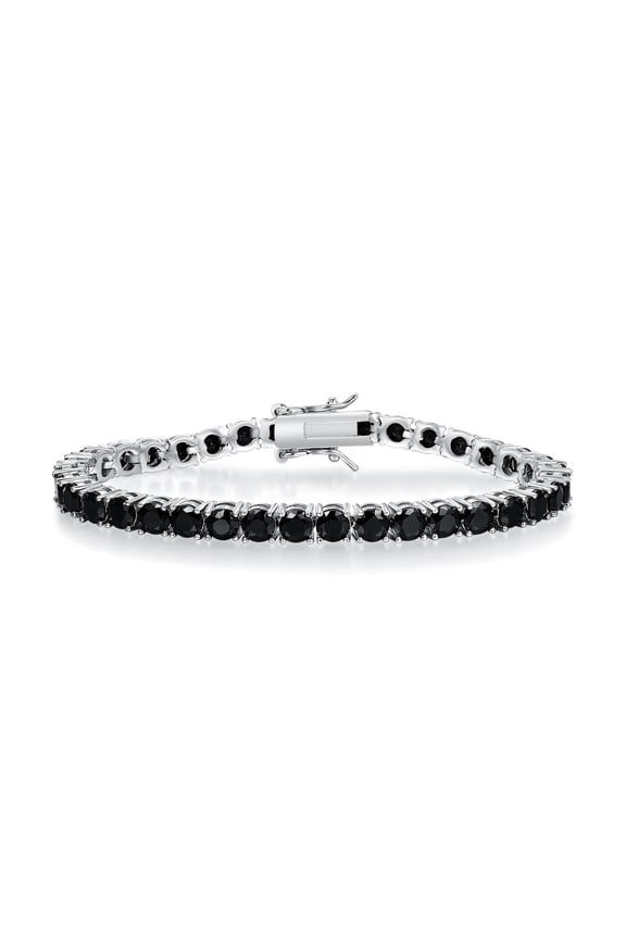 Tennis Bracelets for Women Cubic Zirconia Bracelet 18K White Gold Plated 4MM Black round CZ Dainty Jewelry 8 Inch