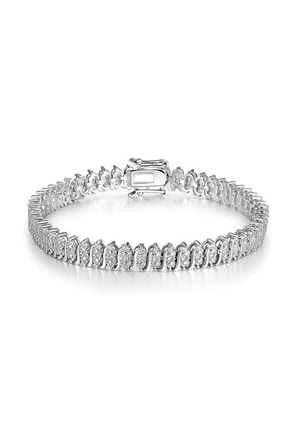 Tennis Bracelets for Women Men 18K White Gold Plated Cubic Zirconia Tennis Bracelet 7 Inches