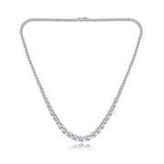 GEMSME Tennis Necklace for Women 18K White Gold Plated | Graduated 3.0-6.0mm Round Cut Cubic Zirconia Faux Diamond Tennis Chain for Men 16 inches