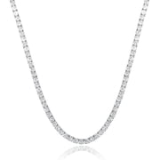 GEMSME Tennis Necklaces for Women Men 18K White Gold Plated 3.0mm Round Cubic Zirconia Classic Tennis Necklace 20 Inch