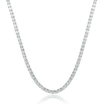 GEMSME Tennis Necklaces for Women Men 18K White Gold Plated 3.0mm Round Cubic Zirconia Classic Tennis Necklace 20 Inch