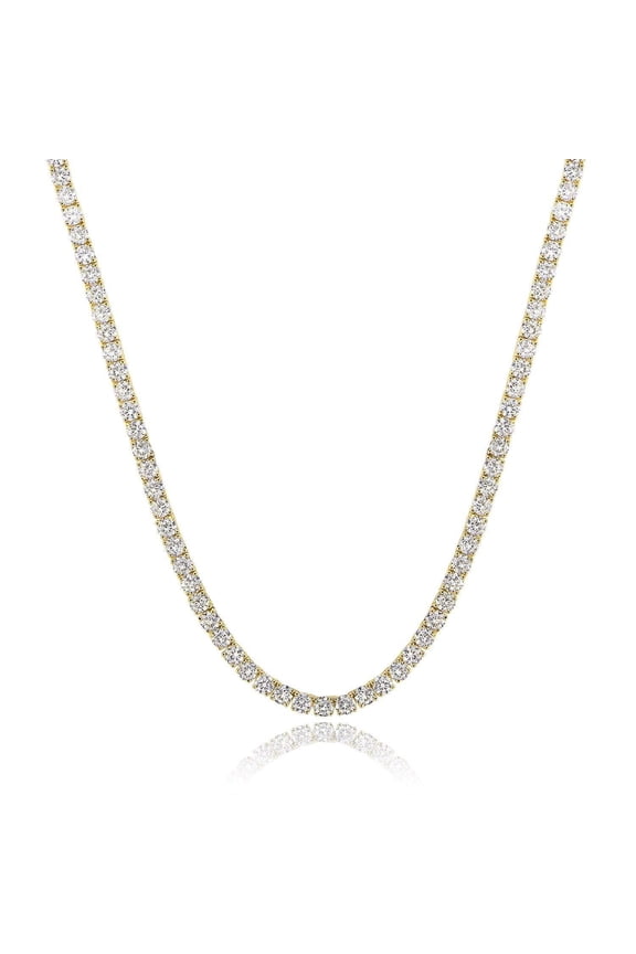 Tennis Necklaces for Women Men 18K Yellow Gold Plated 3.0mm Round Cubic Zirconia Classic Tennis Necklace 22 Inch