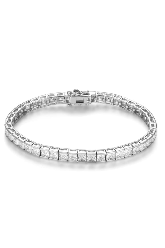 Tennis Bracelets for Women Cubic Zirconia Bracelet 18K White Gold Plated 4MM Square CZ Dainty Jewelry 6.5 Inch