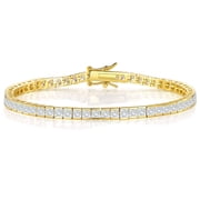 GEMSME Jewelry Tennis Gold Bracelets for Women 18K Yellow Gold Plated 2.5MM Square Cubic Zirconia Dainty Bracelets gifts 7.5 Inch