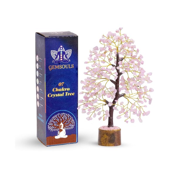 GEMSOULS Clear Quartz Golden Wire Crystal Tree of for Women Office Dcor, Good Luck, Money, Meditation, Positivity, Handmade Healing Crystal Stones Bonsai Tree Spiritual Birthday Gifts for Women Y101