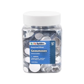 Hello Hobby Silver Assorted Gemstones, Clear Finish, Loose Set for Crafts and Dcor