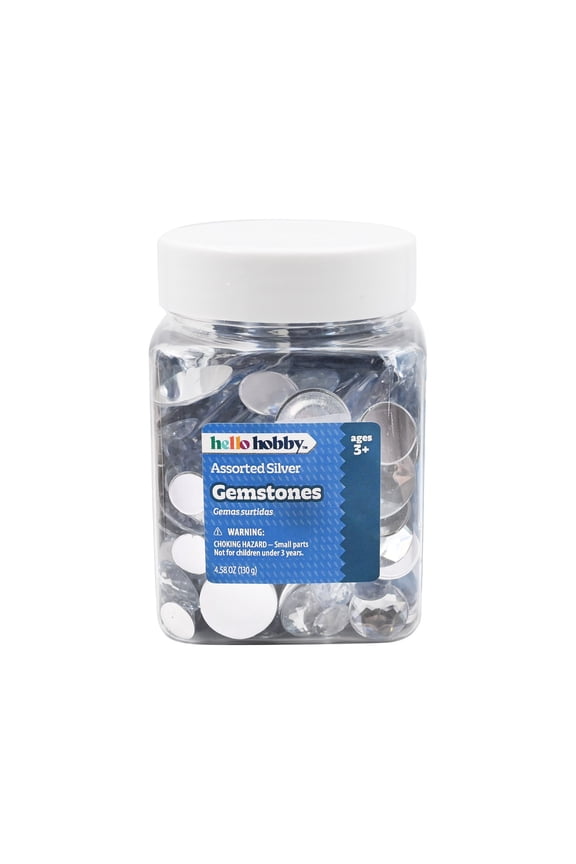 Silver Assorted Gemstones, Clear Finish, Loose Set for Crafts and Dcor