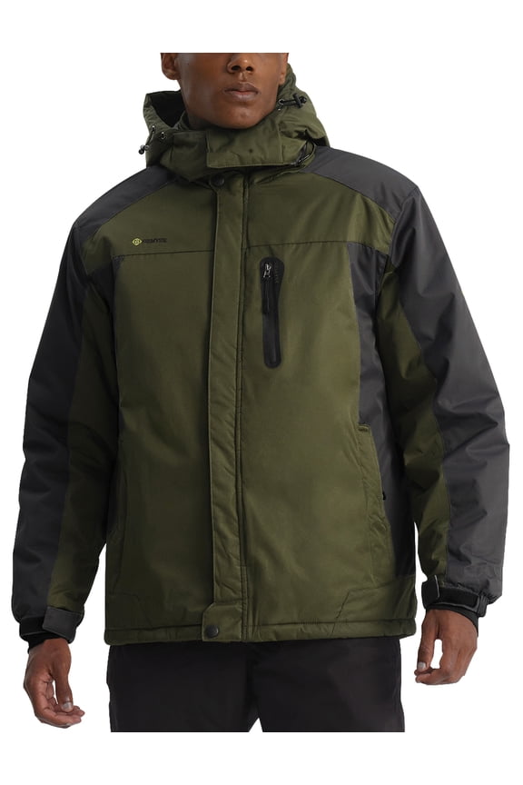 Mens Mountain Ski Snow Jacket Waterproof Windbreaker for Winter Rain(Army Green, 3XL)