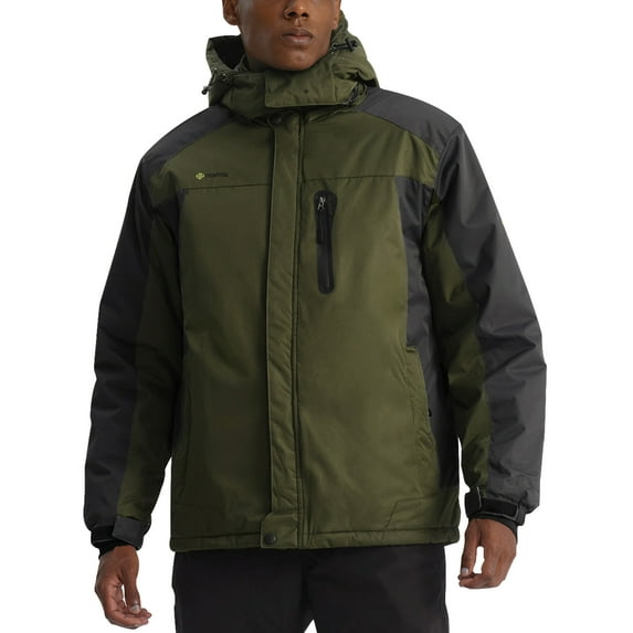 GEMYSE Mens Mountain Ski Snow Jacket Waterproof Windbreaker for Winter Rain(Army Green, L)