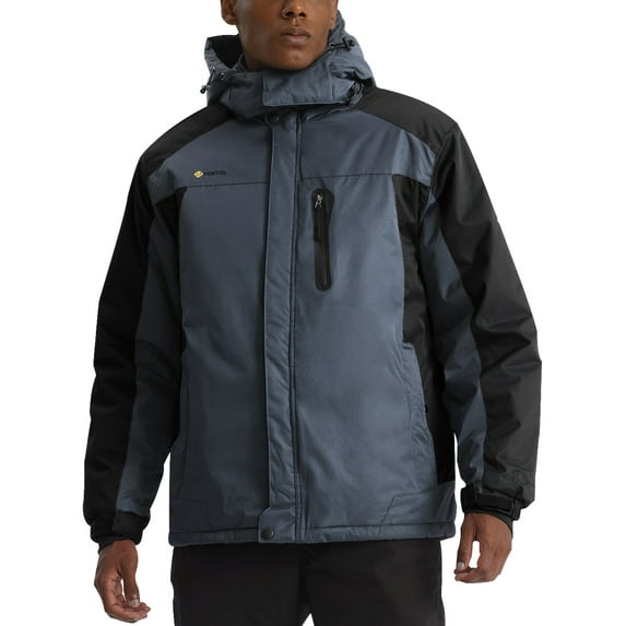 GEMYSE Mens Mountain Ski Snow Jacket Waterproof Windbreaker for Winter Rain(Mid Grey, XL)
