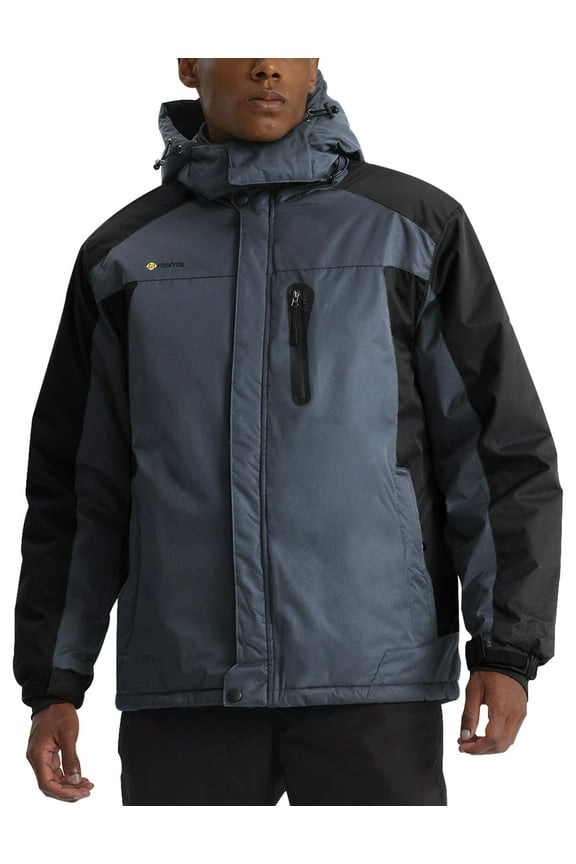 Mens Mountain Ski Snow Jacket Waterproof Windbreaker for Winter Rain(Mid Grey, 2XL)