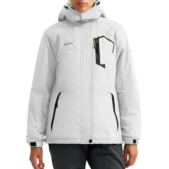 GEMYSE Women's Mountain Waterproof Ski Snow Jacket Winter Windproof Rain Coat(White, XL)
