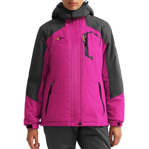 GEMYSE Women's Mountain Waterproof Ski Snow Jacket Winter Windproof Rain Coat(Rose Red, L)