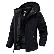 GEMYSE Women's Ski Winter Jacket Mountain Windproof Rain Winter Jacket Coat Hooded Windproof Snow Coat (Black, Large)