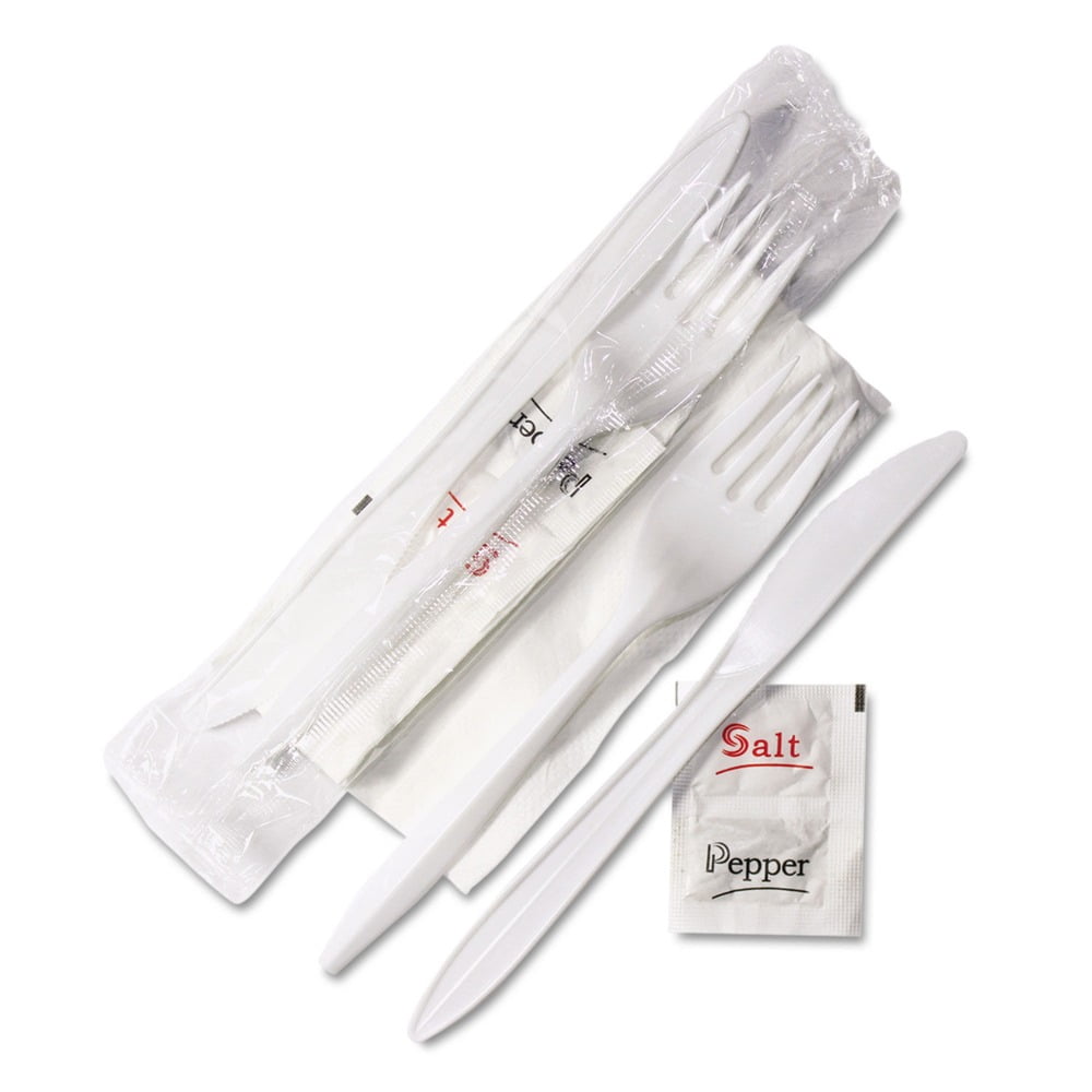 GEN 705453 6.25 in. Polypropylene Wrapped Fork/Knife/Napkin/Salt/Pepper - White (500/Carton)