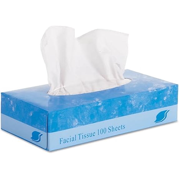 GEN Facial Tissue, 2-Ply, White, Flat Box, 100 Sheets/Box, 30 Boxes/Carton
