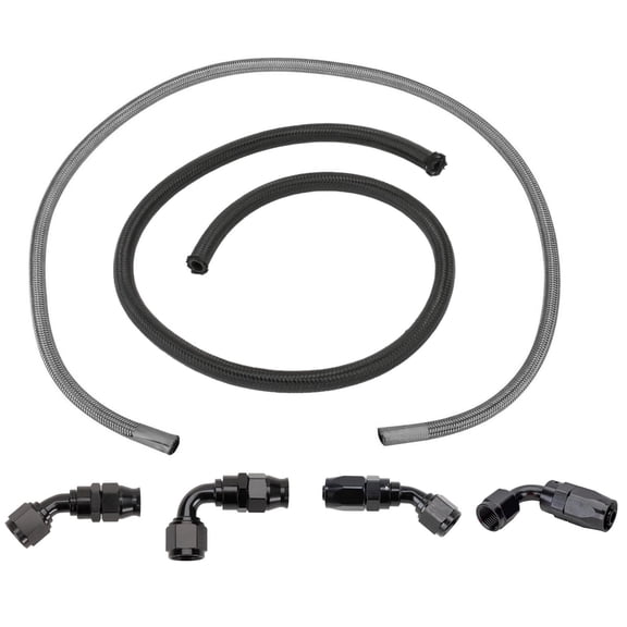 GEN II Power Steering Hose Kit, AN6, Black Anodized