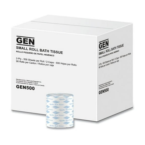 GEN Toilet Paper, Septic Safe, 2-Ply, White, 500 Sheets/Roll, 96 Rolls/Carton -GEN500