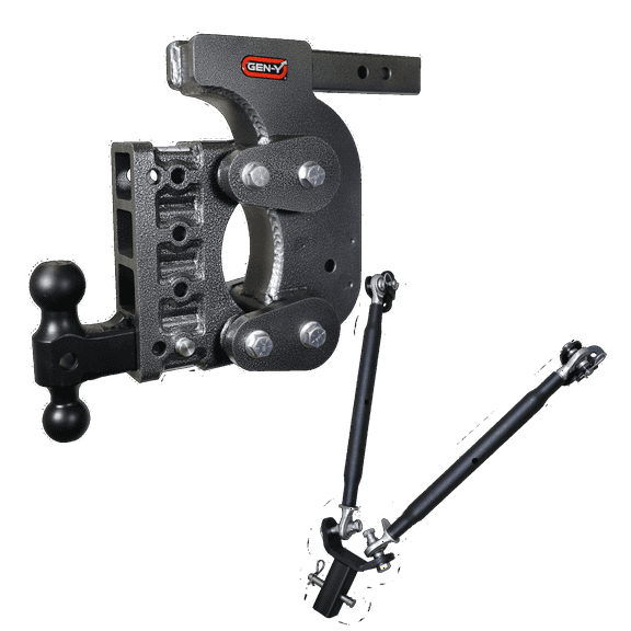 GEN-Y GH-1414 The BOSS TORSION-FLEX Adjustable 12.5" Drop Hitch with GH-051 Dual-Ball, GH-0100 Stabilizer Kit for 2" Receiver - 16,000 LB Towing Capacity - 1,700 LB Tongue Weight