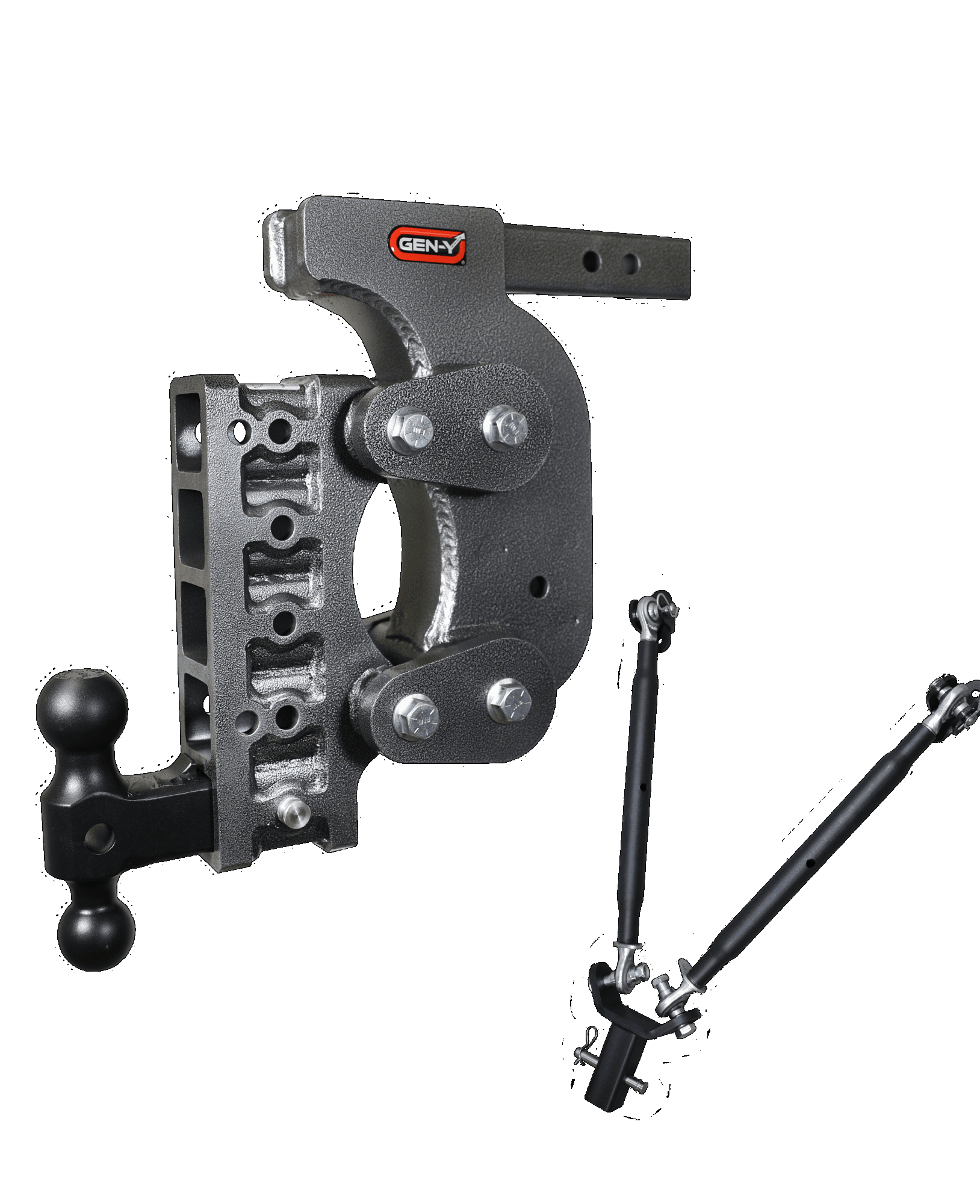GEN-Y MEGA-Duty Adjustable Drop Hitch – 16K LB Tow Capacity, 17.5" Drop, Includes Dual-Ball & Stabilizer