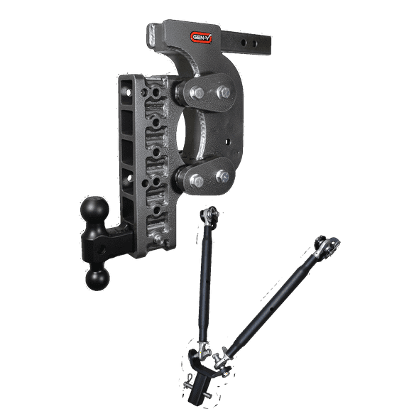 GEN-Y GH-1416 The BOSS TORSION-FLEX Adjustable 17.5" Drop Hitch with GH-051 Dual-Ball, GH-0100 Stabilizer Kit for 2" Receiver - 16,000 LB Towing Capacity - 1,700 LB Tongue Weight