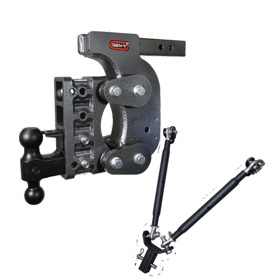 GEN-Y GH-1424 The BOSS TORSION-FLEX Adjustable 12.5" Drop Hitch with GH-051 Dual-Ball, GH-032 Pintle Lock, GH-0100 Stabilizer Kit for 2" Receiver - 16,000 LB Towing Capacity - 1,700 LB Tongue Weight