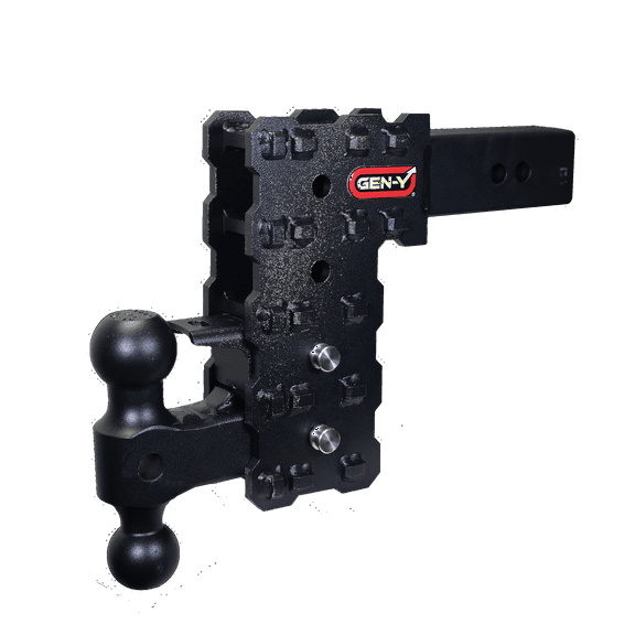 GEN-Y GH-2424X Phantom-X 16K Solid Shank Adjustable 7.5" Drop Hitch with GH-051 Dual-Ball, GH-032 Pintle Lock for 2.5" Receiver - 16,000 LB Towing Capacity - 1,600 LB Tongue Weight