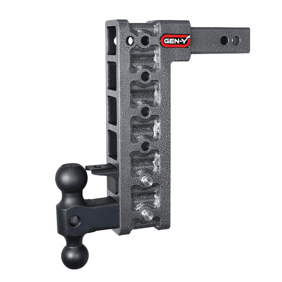 GEN-Y GH-326 MEGA-DUTY Adjustable 12.5" Drop Hitch with GH-031 Dual-Ball, GH-032 Pintle Lock for 2" Receiver - 10,000 LB Towing Capacity - 1,500 LB Tongue Weight
