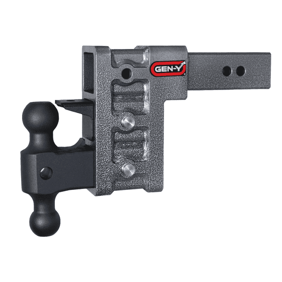 GEN-Y Hitch Tow Hitch for 2.5" Receiver | 6" Drop - 3 Adjustable Positions | 21k LBS Towing Capacity | 3k LBS Tongue Weight | Includes Dual Ball-Mount Attachment, Pintle Lock, 2 Locking Pins, Silver