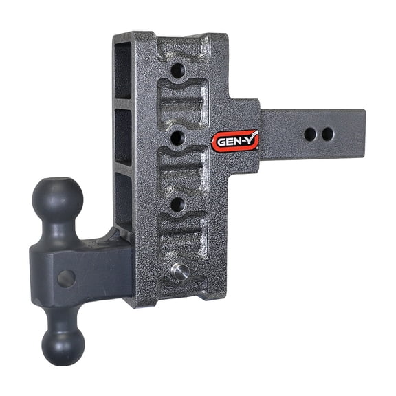 GEN-Y GH-914 MEGA-DUTY Adjustable 6" Offset Drop Hitch with GH-061 Dual-Ball for 2.5" Receiver - 21,000 LB Towing Capacity - 3,000 LB Tongue Weight