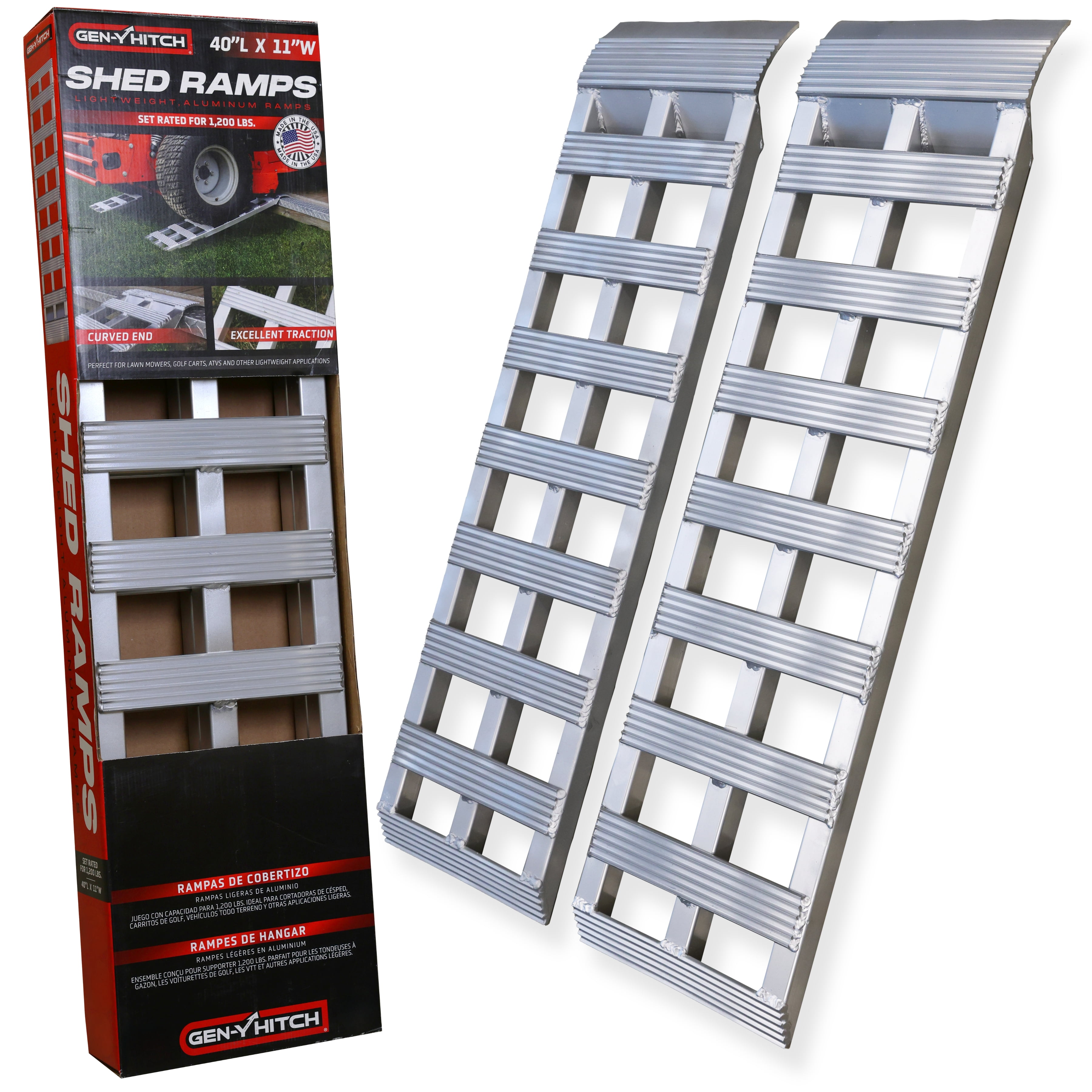 GEN-Y Hitch Aluminum Loading Ramps - Set of Two 40-Inch x 11-Inch Ramps ...
