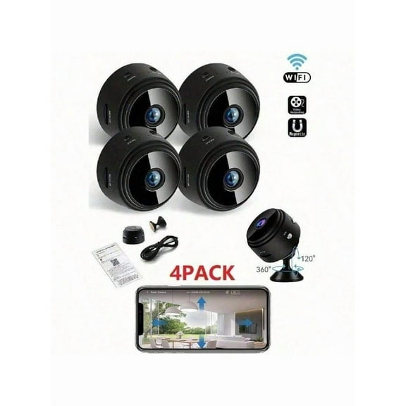 GENAI 1/2/4pcs Home Security Camera -720P WiFi Nanny Cam With Night Vision, Motion Detection, And Home Security For Indoor Outdoor Pet Monitoring - Compact And Discreet Design (Support 2.4GWIFl Only)