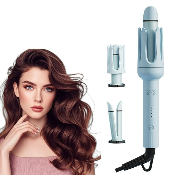 GENAI 2-in-1 Automatic Hair Curler & Flat Iron Hair Straightener,Compact Professional 1.26 in,ABS , Ionic, Blue