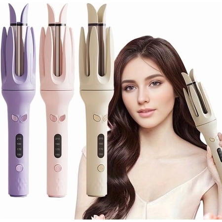 Hair Curler, Double Ceramic Curling Irons with 1.5" Rotating Barrel, 4 Temps & Timer