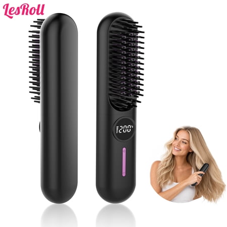 LESROLL Compact Professional 8.27*1.81 Plastic Hair Straightening Brush, Anti-Static Technology, Black price history and forecast - LESROLL