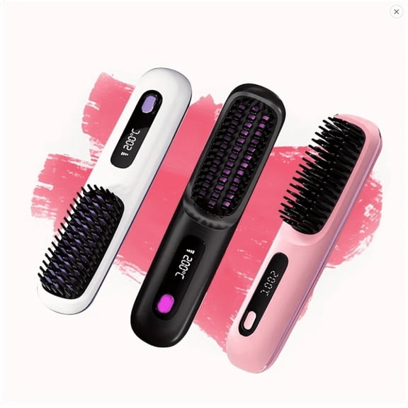 Cordless Hair Straightener Brush,Portable Hot Comb, USB Rechargeable & 3 Temp Settings & Anti-Scald,S7 Plus,ABS