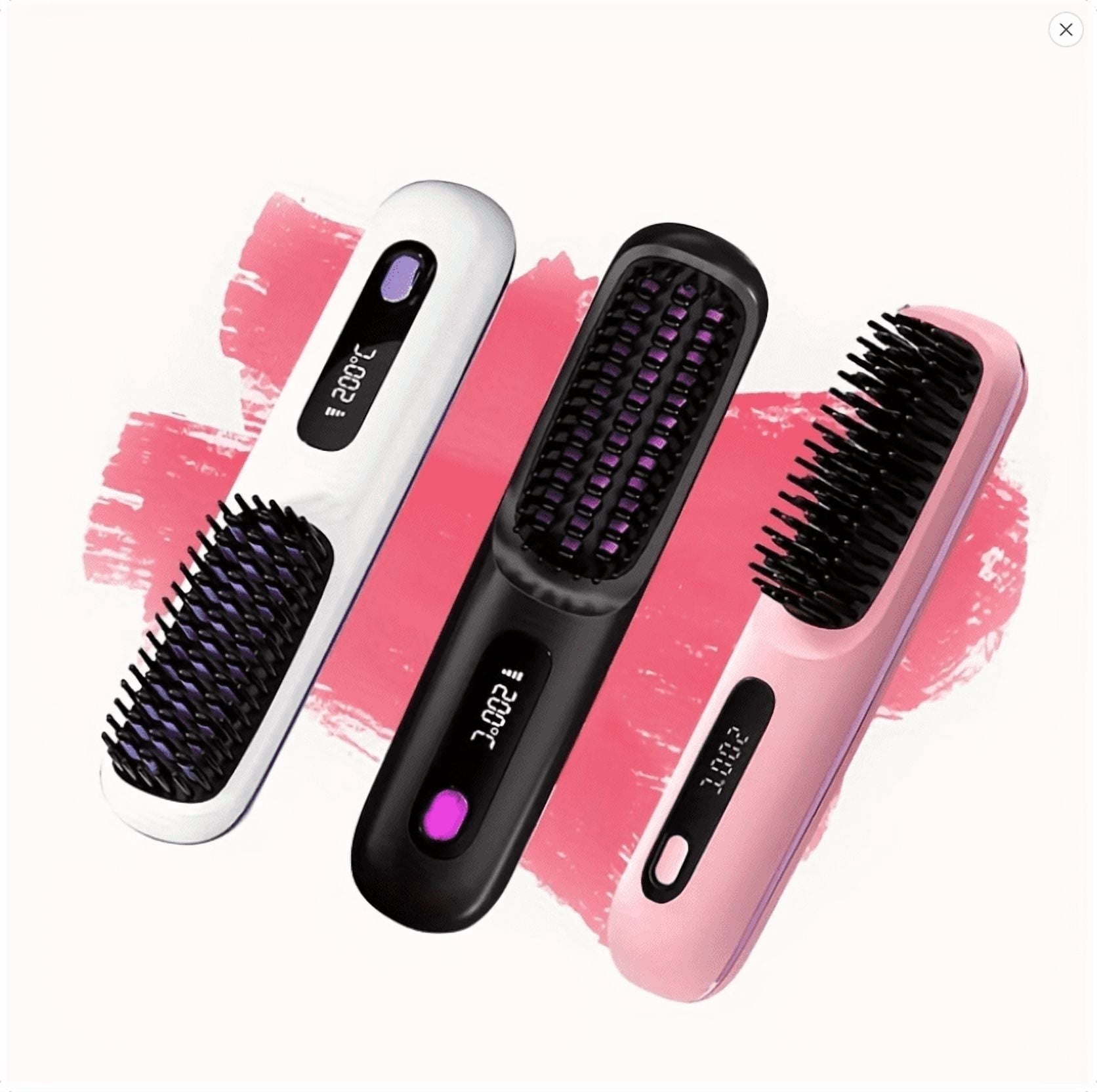 Cordless Hair Straightener Brush,Portable Hot Comb, USB
