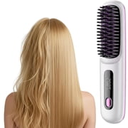 LESROLL Hair Straightener Brush, Cordless Hair Straightener Brush Portable Hot Comb Straightener, USB Rechargeable & 3 Temp Settings & Anti-Scald