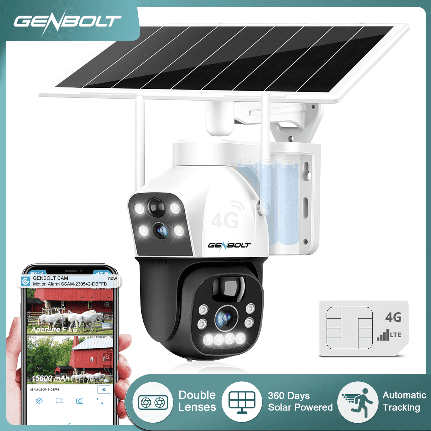 GENBOLT Security Cameras Wireless Outdoor Solar Camera Outdoor Wireless