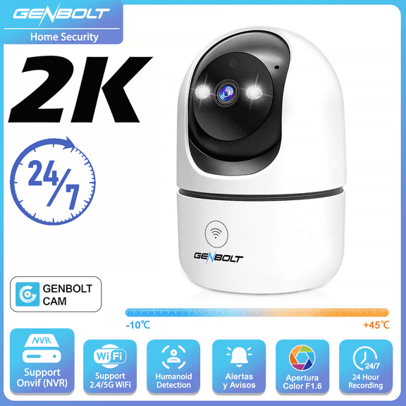 GENBOLT 2K Pet Camera, WiFi Security Camera Indoor,Home Surveillance IP Camera CCTV with Humanoid Detection, Auto Cruise Dog Cam with Audio Alarm