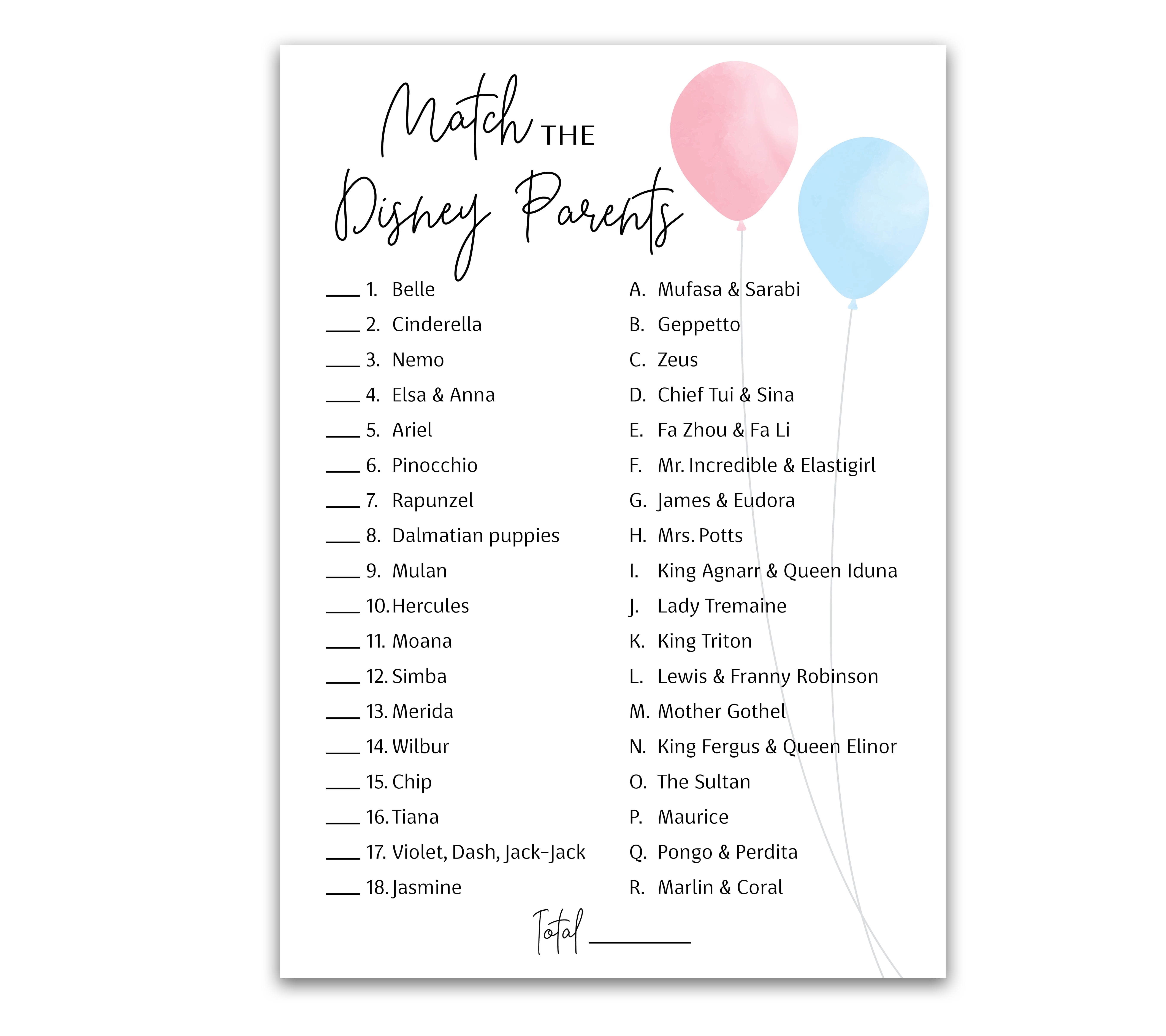 Succulent Baby Shower Game Cards - 'Match The Famous Parents' Pack Of 25, Gender Neutral, Greenery Theme