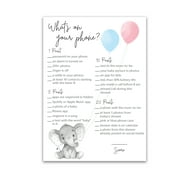 GENDER REVEAL Party Game   WHATS ON YOUR PHONE Baby Shower Game   Pack of 25   Blue or Pink GENDER NEUTRAL Baby Shower Games, Elephant Balloons Baby Shower, Co-ed Shower, Baby Birthday G510-PHN