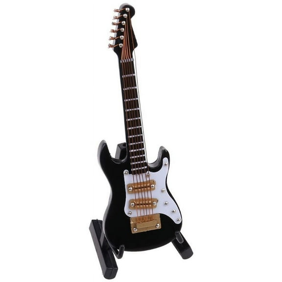 GENEMA 10cm Miniature Electric Guitar Replica with Box Stand Musical Instrument Model Ornament Christmas Gift Home Decoration Kit