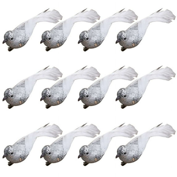 GENEMA 12 Pcs Artificial Christmas Tree Bird with Clip Simulation Foam Birds Xmas Ornament DIY Craft for Party Home Garden-14cm