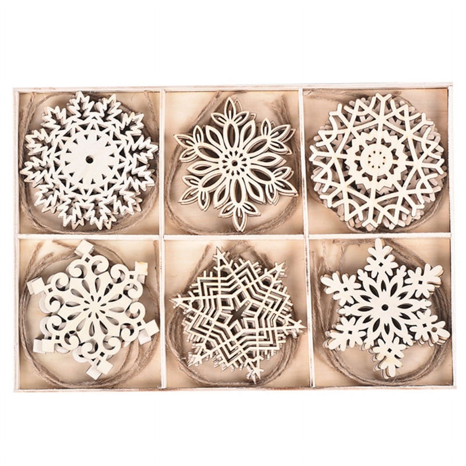 GENEMA 24Pcs Wooden Snowflakes Ornaments 10cm Christmas Tree Hanging