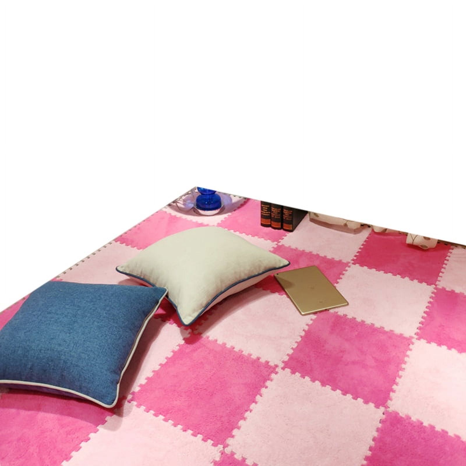 GENEMA 2Pcs Contrast Color Interlocking Foam Mat DIY Plush Carpet